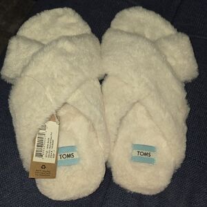 Toms Plush Cream Slippers